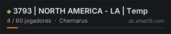 3793 | NORTH AMERICA - LA | Temp na lista de servidores de DayZ da AR16