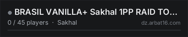 BRASIL VANILLA+ Sakhal 1PP RAID TOKEN on the AR16 DayZ server list