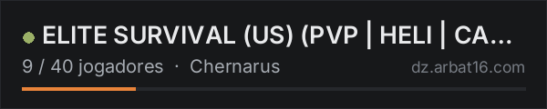 ELITE SURVIVAL (US) (PVP | HELI | CARS | CLANS | 150K-START) na lista de servidores de DayZ da AR16