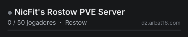 NicFit's Rostow PVE Server na lista de servidores de DayZ da AR16
