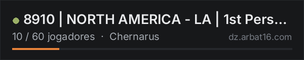 8910 | NORTH AMERICA - LA | 1st Person Only na lista de servidores de DayZ da AR16