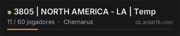 3805 | NORTH AMERICA - LA | Temp na lista de servidores de DayZ da AR16