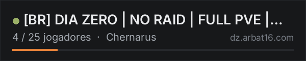 [BR] DIA ZERO | NO RAID | FULL PVE | MODD | TRADE | NO BOTS na lista de servidores de DayZ da AR16