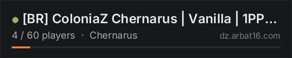 [BR] ColoniaZ Chernarus | Vanilla | 1PP | Raid por portões on the AR16 DayZ server list