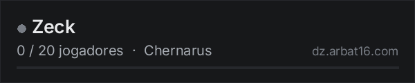 Zeck na lista de servidores de DayZ da AR16