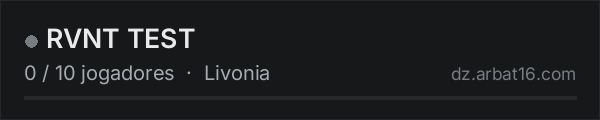 RVNT TEST na lista de servidores de DayZ da AR16