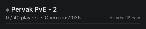 Pervak PvE - 2 on the AR16 DayZ server list