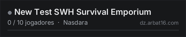 New Test SWH Survival Emporium na lista de servidores de DayZ da AR16