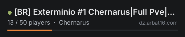 [BR] Exterminio #1 Chernarus|Full Pve|No Raid| on the AR16 DayZ server list