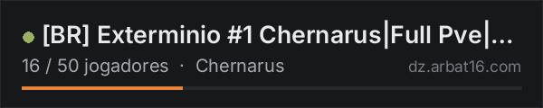 [BR] Exterminio #1 Chernarus|Full Pve|No Raid| na lista de servidores de DayZ da AR16