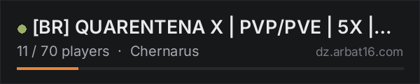 [BR] QUARENTENA X | PVP/PVE | 5X | FULL MOD | TRADER on the AR16 DayZ server list
