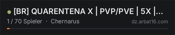 [BR] QUARENTENA X | PVP/PVE | 5X | FULL MOD | TRADER in der DayZ-Serverliste von AR16