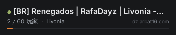 AR16 DayZ 服务器列表中的 [BR] Renegados | RafaDayz | Livonia - Vanilla - 1PP
