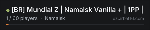 [BR] Mundial Z | Namalsk Vanilla + | 1PP | on the AR16 DayZ server list