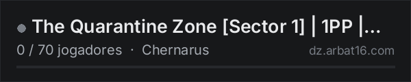 The Quarantine Zone [Sector 1] | 1PP | PVP | Vanilla Building | na lista de servidores de DayZ da AR16