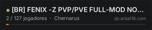 [BR] FENIX -Z PVP/PVE FULL-MOD NO-RAID - WIPE 15/10 na lista de servidores de DayZ da AR16