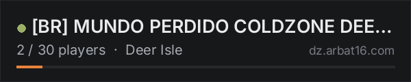 [BR] MUNDO PERDIDO COLDZONE DEERISLE | PVE HARDCORE TERJE SKILL on the AR16 DayZ server list