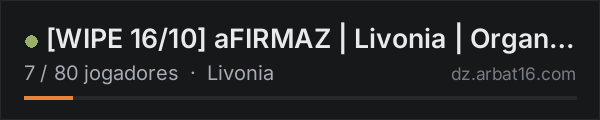 [WIPE 16/10] aFIRMAZ | Livonia | OrganicRP | 1PP na lista de servidores de DayZ da AR16