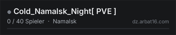 Cold_Namalsk_Night PVE in der DayZ-Serverliste von AR16
