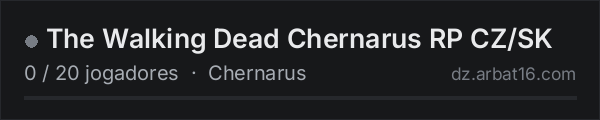 The Walking Dead Chernarus RP CZ/SK na lista de servidores de DayZ da AR16