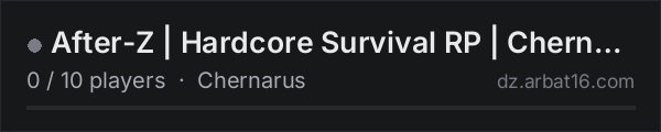 After-Z | Hardcore Survival RP | Chernarus on the AR16 DayZ server list