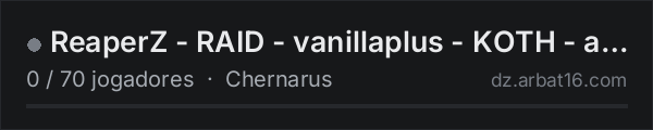 ReaperZ - RAID - vanillaplus - KOTH -  airdrop na lista de servidores de DayZ da AR16