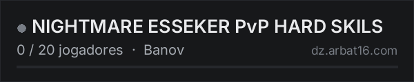 NIGHTMARE ESSEKER PvP HARD SKILS na lista de servidores de DayZ da AR16