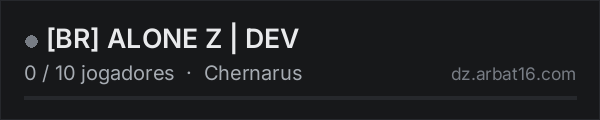 BR ALONE Z | DEV na lista de servidores de DayZ da AR16