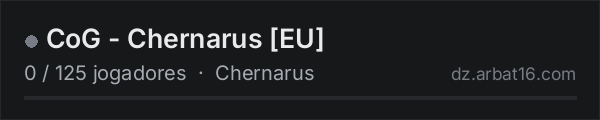 CoG - Chernarus EU na lista de servidores de DayZ da AR16