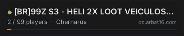 BR99Z S3 - HELI 2X LOOT VEICULOS STORAGE BOTS IA NORAID on the AR16 DayZ server list