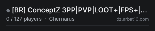 [BR] ConceptZ 3PP|PVP|LOOT+|FPS+|NORAID|BUNKER|KEYCARDS on the AR16 DayZ server list