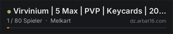 Virvinium | 5 Max | PVP | Keycards | 20MM | Trader | BBP | Melk in der DayZ-Serverliste von AR16