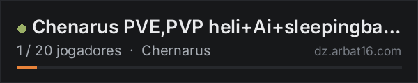 Chenarus PVE,PVP heli+Ai+sleepingbags+upgrad storage na lista de servidores de DayZ da AR16