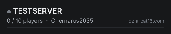 TESTSERVER on the AR16 DayZ server list