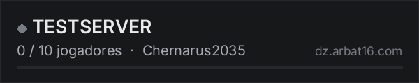 TESTSERVER na lista de servidores de DayZ da AR16
