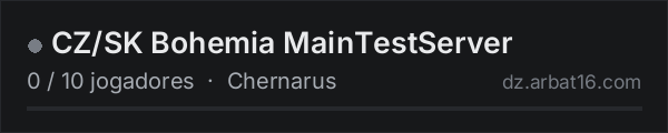 CZ/SK Bohemia MainTestServer na lista de servidores de DayZ da AR16