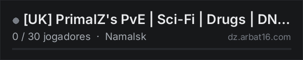 [UK] PrimalZ's PvE | Sci-Fi | Drugs | DNA Keycards | Suits na lista de servidores de DayZ da AR16