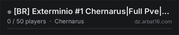 [BR] Exterminio #1 Chernarus|Full Pve|No Raid| on the AR16 DayZ server list