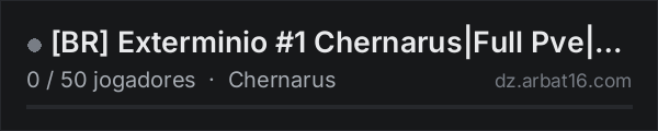 [BR] Exterminio #1 Chernarus|Full Pve|No Raid| na lista de servidores de DayZ da AR16