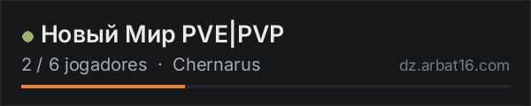 Новый Мир PVE|PVP na lista de servidores de DayZ da AR16