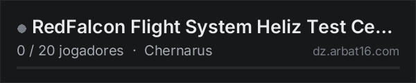 RedFalcon Flight System Heliz Test Center na lista de servidores de DayZ da AR16