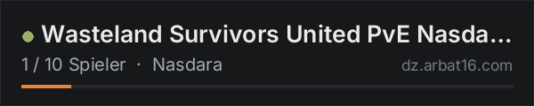 Wasteland Survivors United PvE Nasdara | Traders | Vanilla + | in der DayZ-Serverliste von AR16