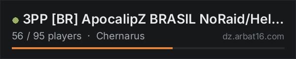 3PP [BR] ApocalipZ BRASIL NoRaid/Heli/Loot+/AirDrop on the AR16 DayZ server list