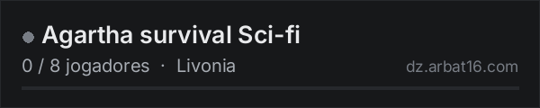 Agartha survival Sci-fi na lista de servidores de DayZ da AR16