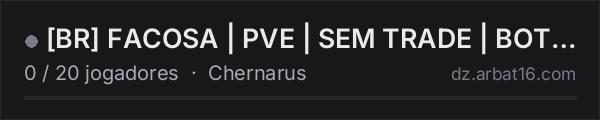 [BR] FACOSA | PVE | SEM TRADE | BOTS I EVENTOS na lista de servidores de DayZ da AR16