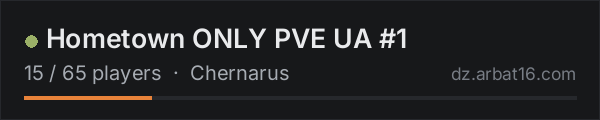 Hometown ONLY PVE UA #1 on the AR16 DayZ server list
