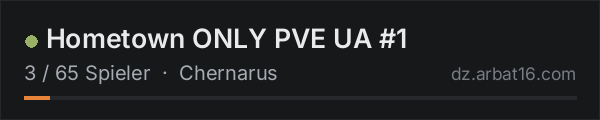 Hometown ONLY PVE UA #1 in der DayZ-Serverliste von AR16