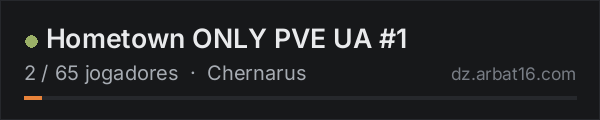 Hometown ONLY PVE UA #1 na lista de servidores de DayZ da AR16