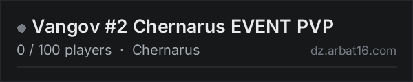 Vangov #2 Chernarus EVENT PVP on the AR16 DayZ server list