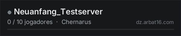 Neuanfang_Testserver na lista de servidores de DayZ da AR16